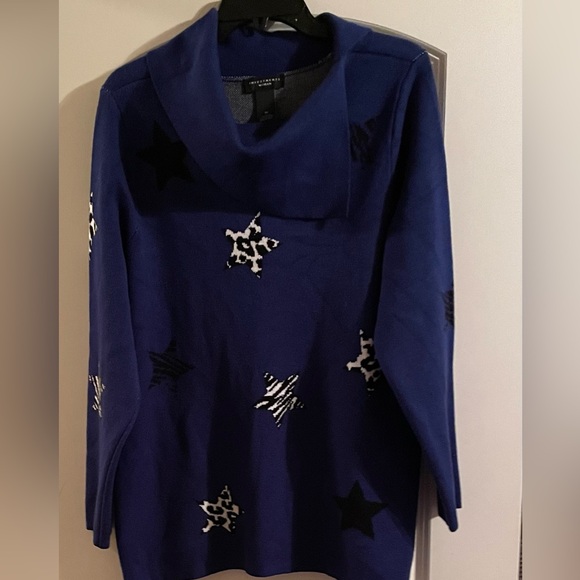 INVESTMENTS Women’s Plus Size 1X
EUC Sweater Star Print Envelope Neck
Blue Rayon - Picture 7 of 8
